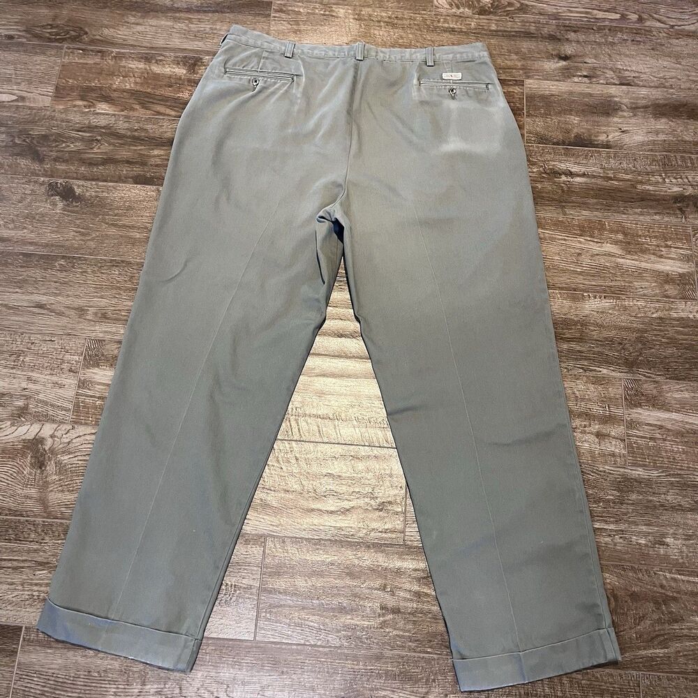 VTG Polo Ralph Lauren Pants Mens 42x32 Green Pant Pleated Cuffed Classic 90s - Picture 7 of 12